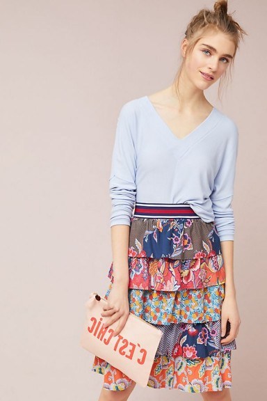 Maeve Mendes Tiered Skirt | multicoloured floral skirts - flipped