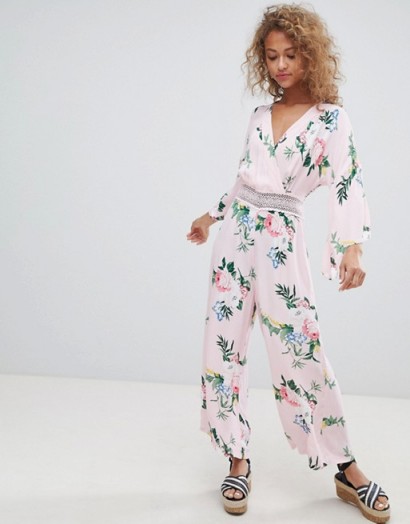 Miss Selfirdge Floral Lace Insert Jumpsuit | pink boho jumpsuits
