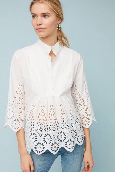 Monarc Moira Cutout Blouse | white gathered cut out blouses - flipped