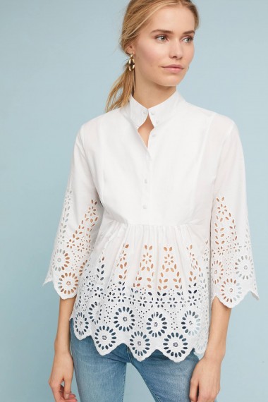 Monarc Moira Cutout Blouse | white gathered cut out blouses