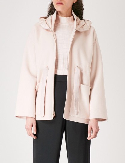 MONCLER Anglesite hooded wool and cashmere-blend parka jacket pale rose – light pink jackets - flipped