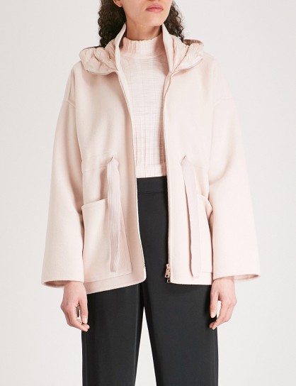 MONCLER Anglesite hooded wool and cashmere-blend parka jacket pale rose – light pink jackets