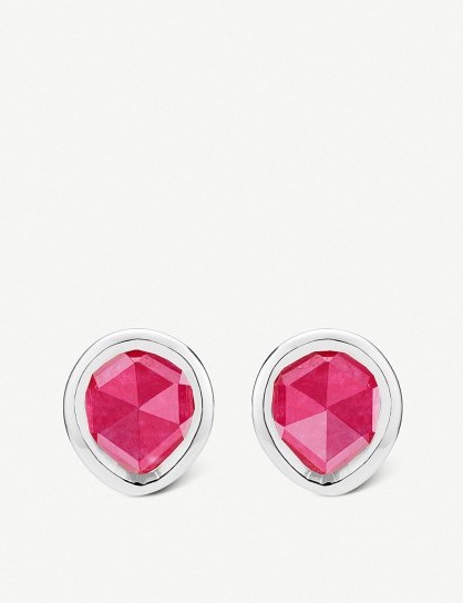 MONICA VINADER Siren mini sterling silver and pink quartz stud earrings – small studs - flipped