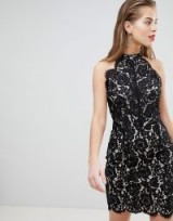 ASOS DESIGN square neck floral scuba prom dress | black lace bodycon dresses
