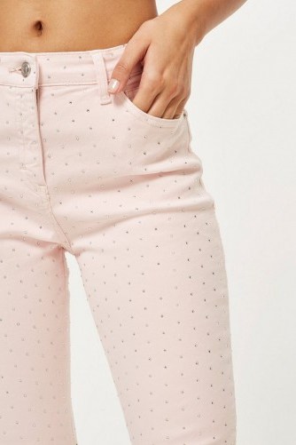 MOTO Pink Diamante Jamie Jeans | pale-pink embellished denim - flipped