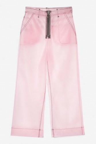 MOTO Pink Transparent Cropped Jeans | sheer trousers - flipped