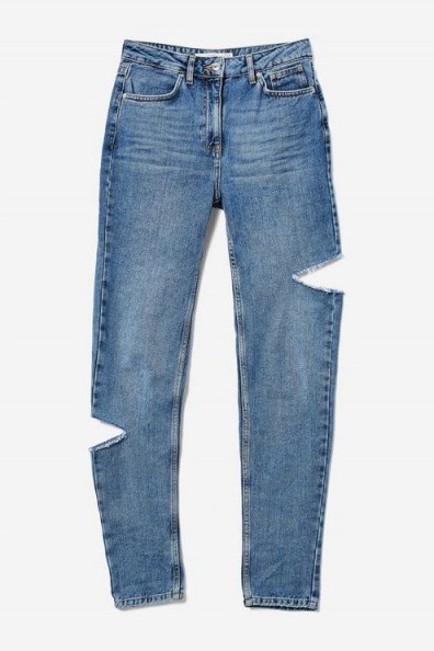 MOTO Side Ripped Mom Jeans | cut out denim - flipped