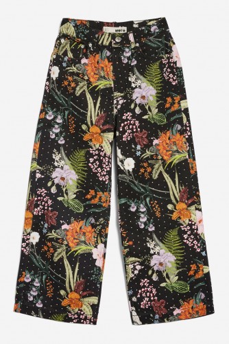 MOTO Tropical Diamante Cropped Jeans / floral embellished denim