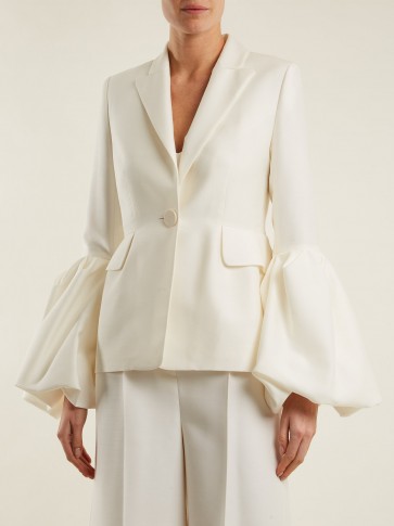 ROKSANDA Narika ivory puff-sleeved crepe blazer ~ statement jackets