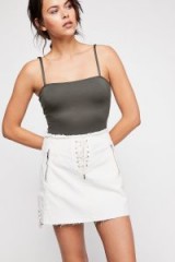 Blank NYC Neutral Ground Skirt in Natural | white denim lace up front skirts