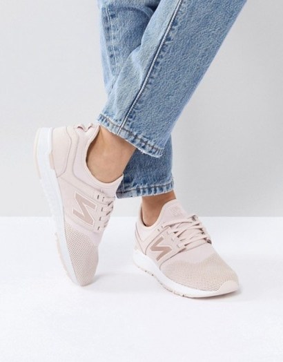 New Balance 247 Luxe Trainers In Pink Nubuck – sports luxe - flipped