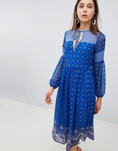 New Look Border Print Midi Dress | blue boho dresses | spring style fashion - flipped
