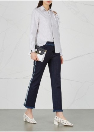 OSMAN Yasmin cropped fringed jeans ~ fringe detail denim - flipped