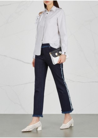OSMAN Yasmin cropped fringed jeans ~ fringe detail denim