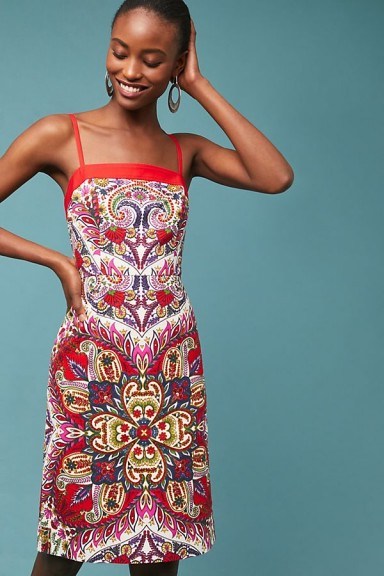 Maeve Paisley-Print Shift Dress at Anthropologie | red printed sundresses - flipped