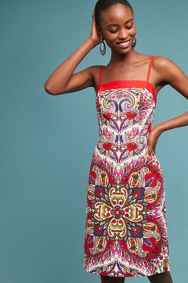 Maeve Paisley-Print Shift Dress at Anthropologie | red printed sundresses