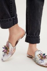 Paolo Mattei Embellished Floral Slip-On Flats | luxe jewelled flat mules
