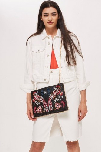 Topshop Parrot Embroidered Cross Body Bag | beaded bags - flipped