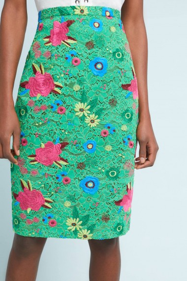 Plenty By Tracy Reese Patricia Lace Pencil Skirt | green floral skirts