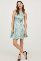 H&M Patterned satin dress / turquoise floral fit and flare