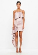 peace + love pink exaggerated frill mini dress | draped party dresses