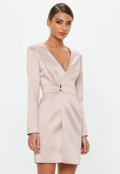 peace + love pink satin tailored wrap dress ~ luxe style going out dresses - flipped