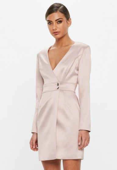 peace + love pink satin tailored wrap dress ~ luxe style going out dresses