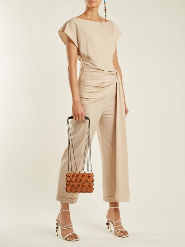 JACQUEMUS Perola brown leather bag ~ macramé net covered bags
