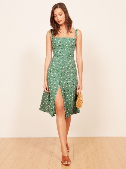 Reformation Persimmon Dress in Pico | green ditsy print summer dresses - flipped