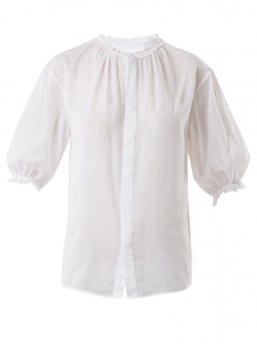 LOUP CHARMANT Pico cottton-voile top ~ white ruffle trimmed blouses - flipped