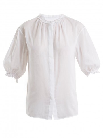 LOUP CHARMANT Pico cottton-voile top ~ white ruffle trimmed blouses