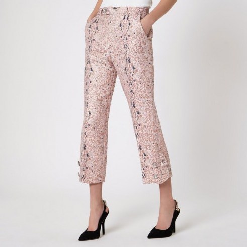 River Island Pink faux pearl cigarette trousers – cropped pants - flipped