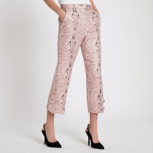 River Island Pink faux pearl cigarette trousers – cropped pants