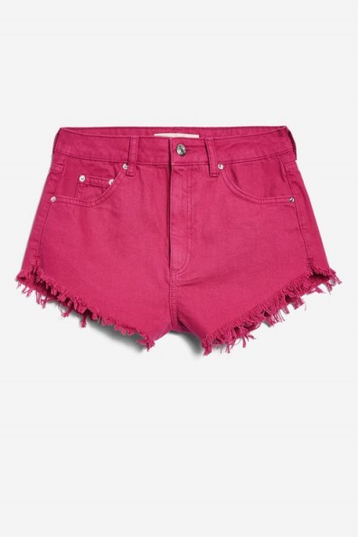 Topshop Pink Frayed Edge Denim Shorts