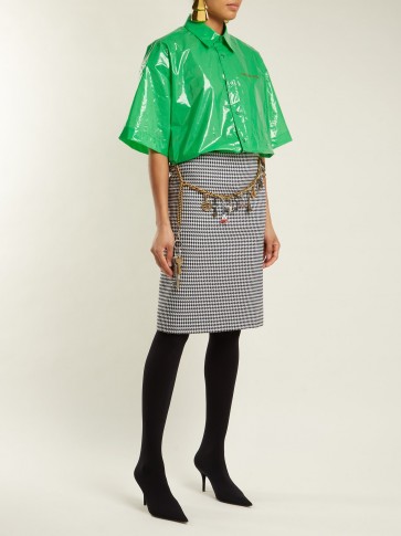 BALENCIAGA Plastic-Bin shirt / shiny green shirts / logo prints