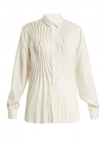 MAISON MARGIELA Pleated satin blouse | white shirts