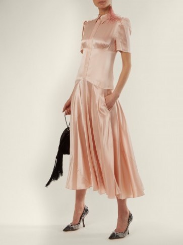 HILLIER BARTLEY Plimpton short-sleeve light-pink silk dress ~ chic vintage style dresses - flipped
