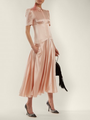 HILLIER BARTLEY Plimpton short-sleeve light-pink silk dress ~ chic vintage style dresses