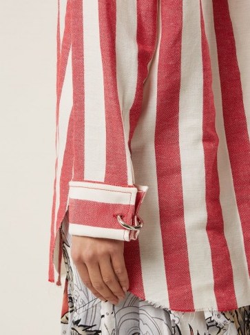 MARQUES’ALMEIDA Point-collar striped linen and cotton-blend shirt ~ silver metal push-lock ring cufflinks ~ little details - flipped