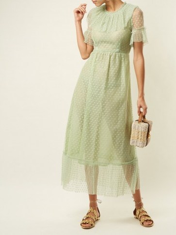 LUISA BECCARIA Polka dot tulle dress ~ delicate-green semi sheer vintage style dresses ~ feminine and romantic - flipped
