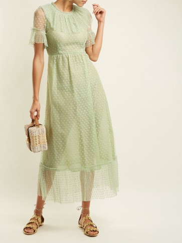 LUISA BECCARIA Polka dot tulle dress ~ delicate-green semi sheer vintage style dresses ~ feminine and romantic