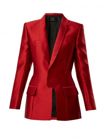 HAIDER ACKERMANN Prehnite shawl-lapel satin blazer ~ red tailored jackets - flipped