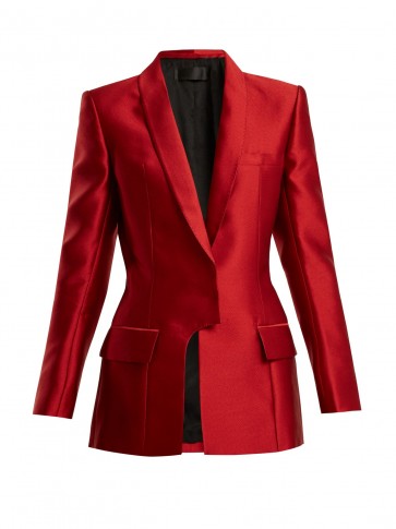 HAIDER ACKERMANN Prehnite shawl-lapel satin blazer ~ red tailored jackets