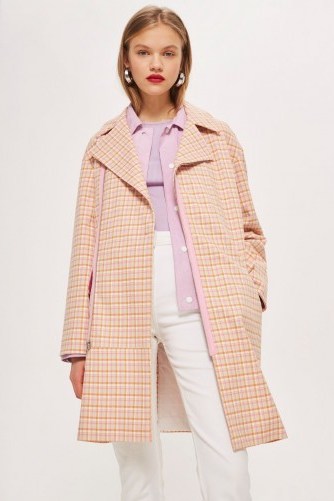Topshop Premium Pastel Checked Coat | spring coats - flipped