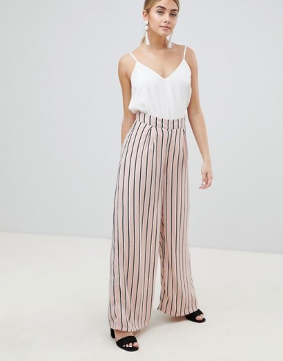 PrettyLittleThing Striped Wide Leg Trousers in pink