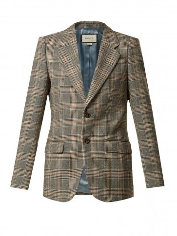 GUCCI Prince of Wales-check wool oversized blazer ~ Italian tailored blazers - flipped
