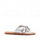 RACHEL ZOE Hampton Knotted Metallic Leather Slides in Silver | luxe sliders