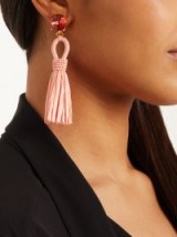 OSCAR DE LA RENTA Raffia tassel-drop clip-on earrings ~ statement jewellery