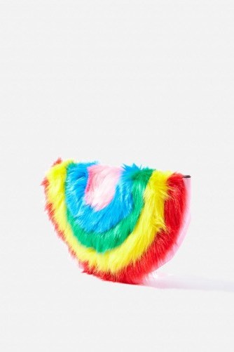 TOPSHOP Rainbow Clutch Bag ~ fluffy multicoloured bags - flipped