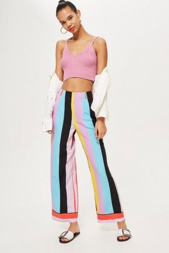 Topshop Rainbow Slouch Trousers | multi-coloured striped pants - flipped